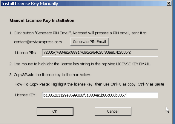 License key manually