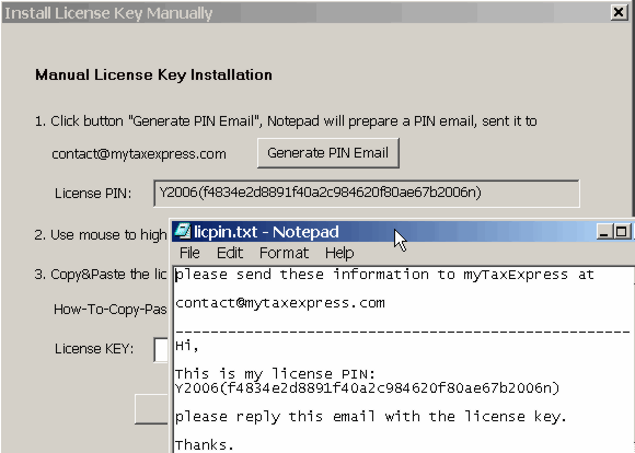 License key manually