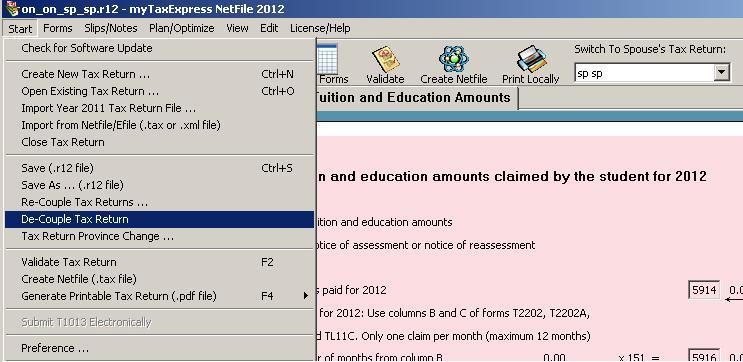 Decouple Tax Return