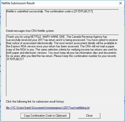 netfile confirmation